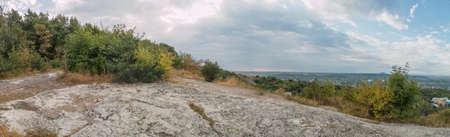 Panoramic view from the Mount Goryachaya (Pyatigorsk, Russia) in the early morningの写真素材