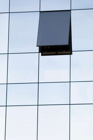 Open window of a modern office building, background