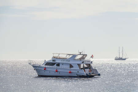 Sharm el-Sheikh, Egypt - December 2, 2014: Dive boat Rixos Divers in the Red Seaのeditorial素材