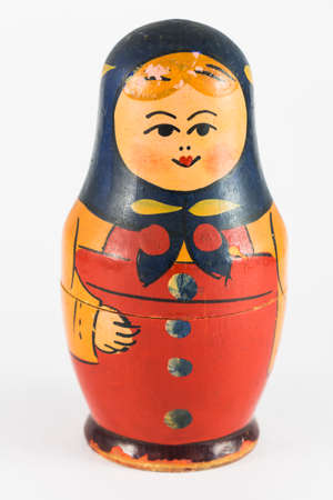 Ancient Russian Matryoshka (nested doll) on a white backgroundの写真素材
