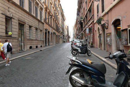 Rome, Italy - August 16, 2015: Via Sistina Street. The road to Sallust obelisk in Roma Roman imitation of the Egyptian obelisks from the gardens of Sallust. It was established here in 1789のeditorial素材