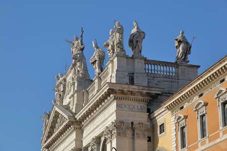 Rome, Italy - August 17, 2015: Detail of Papal Archbasilica of St. John Lateran. It is the oldest and ranks first among the four Papal Basilicas and is officially the cathedral of Romeのeditorial素材