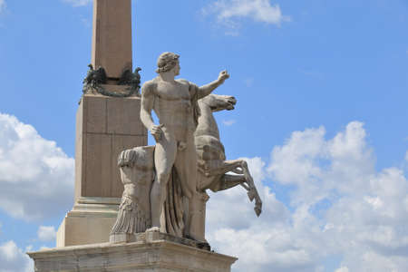 Rome, Italy - August 17, 2015: Detail of obelisk in Piazza del Quirinaleのeditorial素材