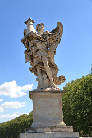 Angel with the Column in brige Ponte Sant'Angelo in Rome, Italy. Sculptor Antonio Raggi