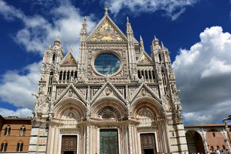 Siena, Italy - August 20, 2015: Santa Maria Assunta Cathedral in Siena, Italy. Made between 1215 and 1263, major tourism attraction in Sienaのeditorial素材