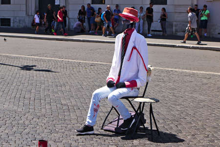 Rome, Italy - August 18, 2015: Street actor in the role of Invisible Man in the streets of Romeのeditorial素材