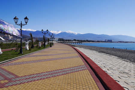 Sidewalk on the embankment in Adler, Russia.の写真素材