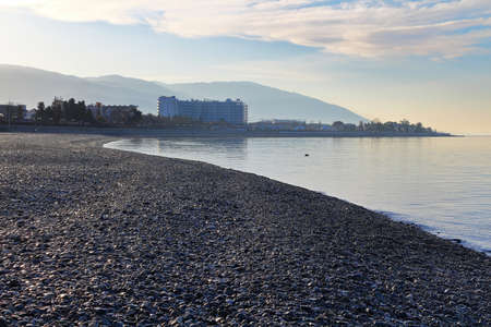 Dawn on the Black Sea coast. Adler, Krasnodar Region, Russiaのeditorial素材