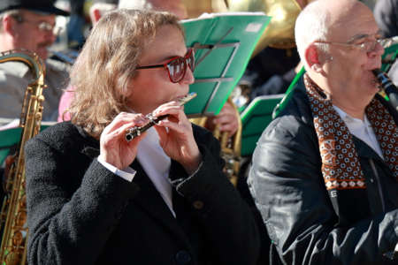 Pyatigorsk, Russia - November 4, 2017: Musicians of brass band. Free concert in the Tsvetnik public park. The National Unity Day in Russiaのeditorial素材
