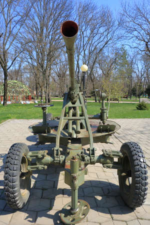 Georgievsk, Russia - April 6, 2016: Soviet 25 mm caliber anti-aircraft gun M1940 72-K in a public...