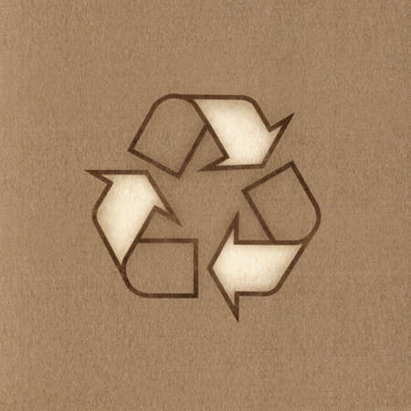 The recycling symbol on corrugated box. Backgroundの写真素材