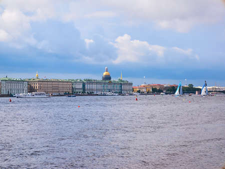 St. Petersburg, Russia - August 5, 2017: View from the Neva River towards the State Hermitage Museum in St. Petersburgのeditorial素材