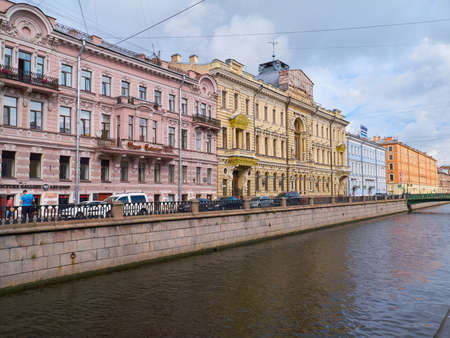 St. Petersburg, Russia - August 6, 2017: Journey through the Griboedov canal of St. Petersburgのeditorial素材