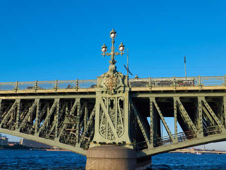 Details of the Trinity Bridge (Troitskiy Most in Russian) in Saint Petersburgの写真素材