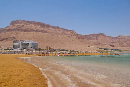 Ein Bokek, Israel - June 10, 2017: Scenic views of the coast and the Dead Sea beach in resort district Ein Bokekのeditorial素材