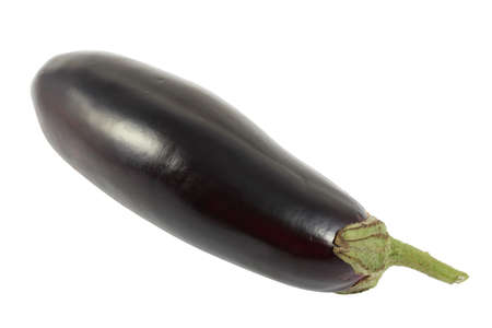 Single Eggplant (Solanum melongena) isolated on a white backgroundの写真素材