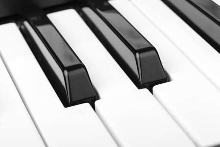 Piano keyboard of synthesizer close-up. Music concept