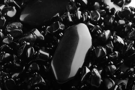 Decorative women's beads of black stones close-up. Details. Abstract backgroundの写真素材