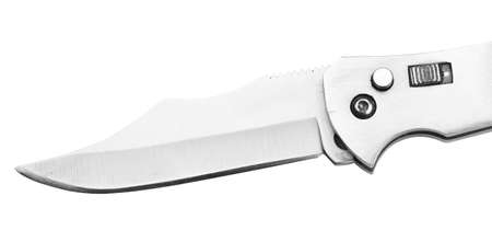 Folding pocket knife isolated on white background. Steel armsの写真素材
