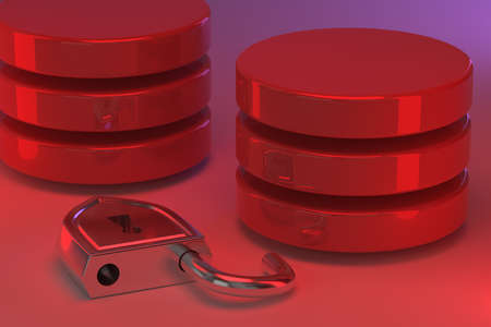 Red disks in stacks and an unlocked steel padlock next to it. Red alert. Access granted to Data or...