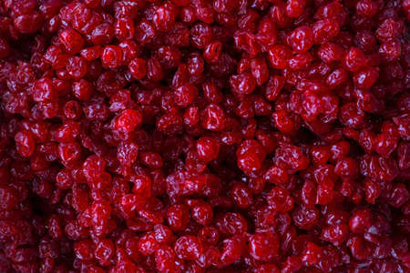 top view, texture of red berries, dried cherry. Dried fruits. Proper nutrition, healthy eatingの写真素材