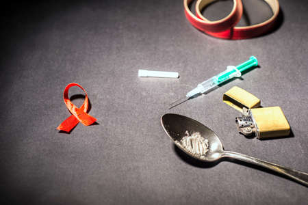 Grug addict make injection of crack cocaineの写真素材