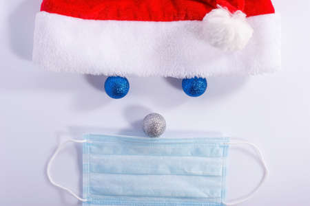 new year santa in protective coronavirus mask, coronavirus pandemic christmas concept Santa Claus...