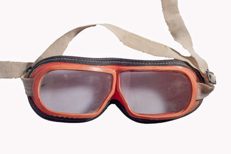 work glasses mask dirty, isolate on white background Clear safety glasses isolated on whiteの写真素材