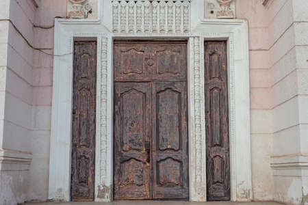 old architecture of buildings of soviet ukraine.