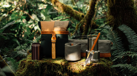 Travel car and camping luggage packed in the full car trunk. Outdoor wanderlust items. Outdoor, adventures and travel suv. Ready to go concept. Vintage hipster tone. Camping exploring.の写真素材