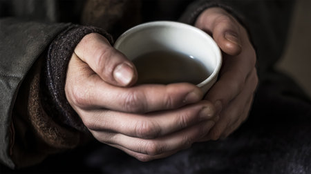 Woman holding cup of pumpkin spice latte with whipped cream at light gray table, closeup holding a cup in handsの素材