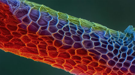 Cross section leaf of Plant under the microscope view for education.の素材