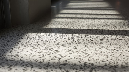 fragment of soft tile covering roof with granular texture and rounded edge lines in gray-red shade, background industrial textured surfaceの素材