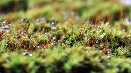 Moss texture background, Closeup image of nature moss, green moss after rain.の素材