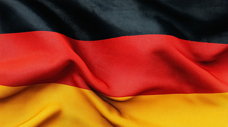 Close up full framed wave Germany fabric flag backgroundの素材