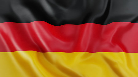 Close up full framed wave Germany fabric flag backgroundの素材