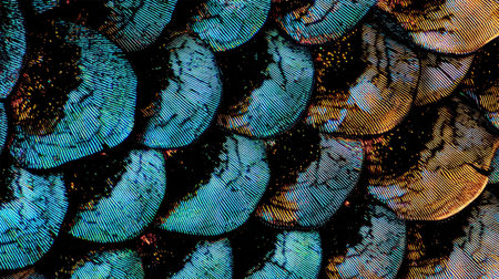 Detail of morpho butterfly wing.の素材