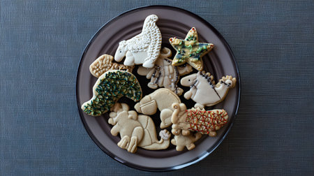Mix of cookies. Many unhealthy snacks. Top view. Food background.の素材