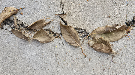 Little flower sprout grows through urban asphalt ground.の素材