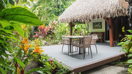 View of a cozy balcony or terrace full of green plants. Home gardening concept.の素材