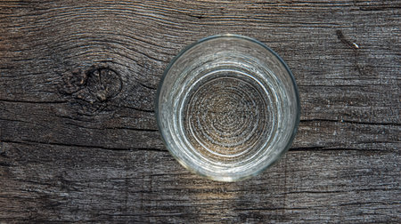 Empty, classic water glass cup isolated on white, clipping, top viewの素材