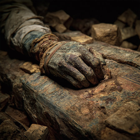 elements of Egyptian mummy hand tomb.の素材