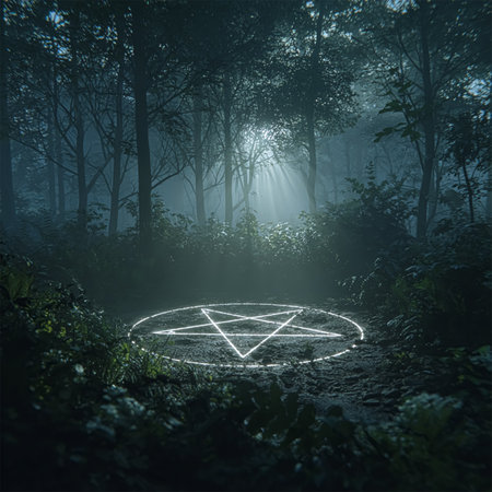 Mystic Magical Symbol of Protection Pentagram on Fireの素材