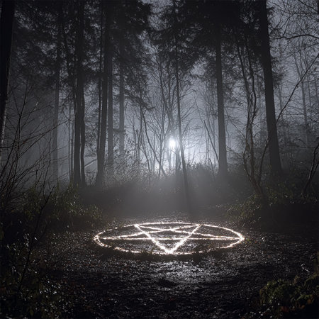 Mystic Magical Symbol of Protection Pentagram on Fireの素材