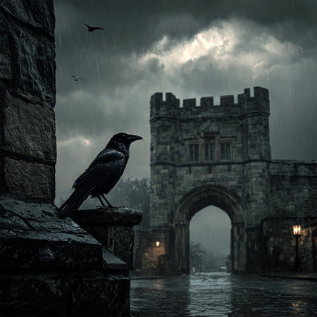 A crow on a snowy beach in the city of Evpatoria (Crimea, Crimean peninsula).の素材