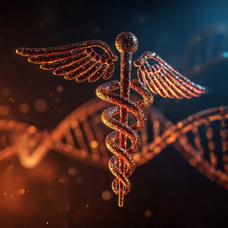 Medical Snake Caduceus Logo Sign Template Isolated on White Backgroundの素材