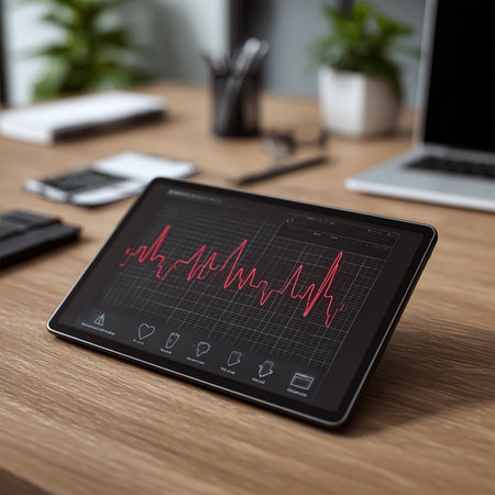 blur image of electrocardiogram on monitorの素材