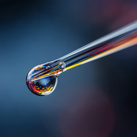 Blue hyaluronic acid serum drop with molecule inside. Skincare concept. illustrationの素材