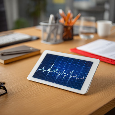 blur image of electrocardiogram on monitorの素材