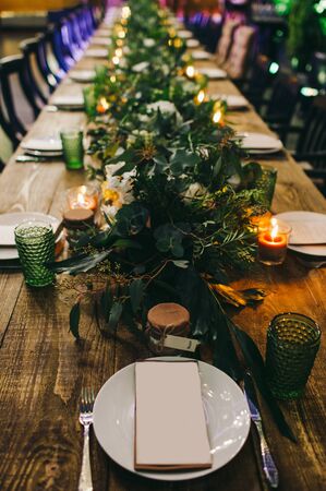 Plate with menu on the wood table